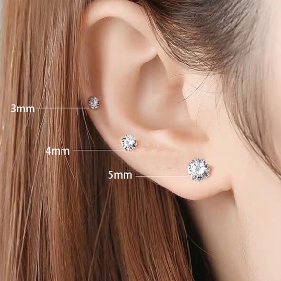 🟣 HANNAH Essentials 3 pairs CZ Stud Earrings NWT - Picture 5 of 5